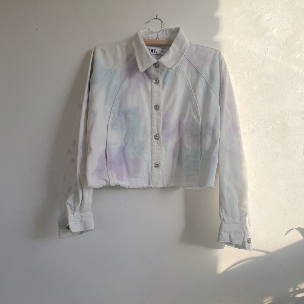 Zara | Pastel cropped jean jacket